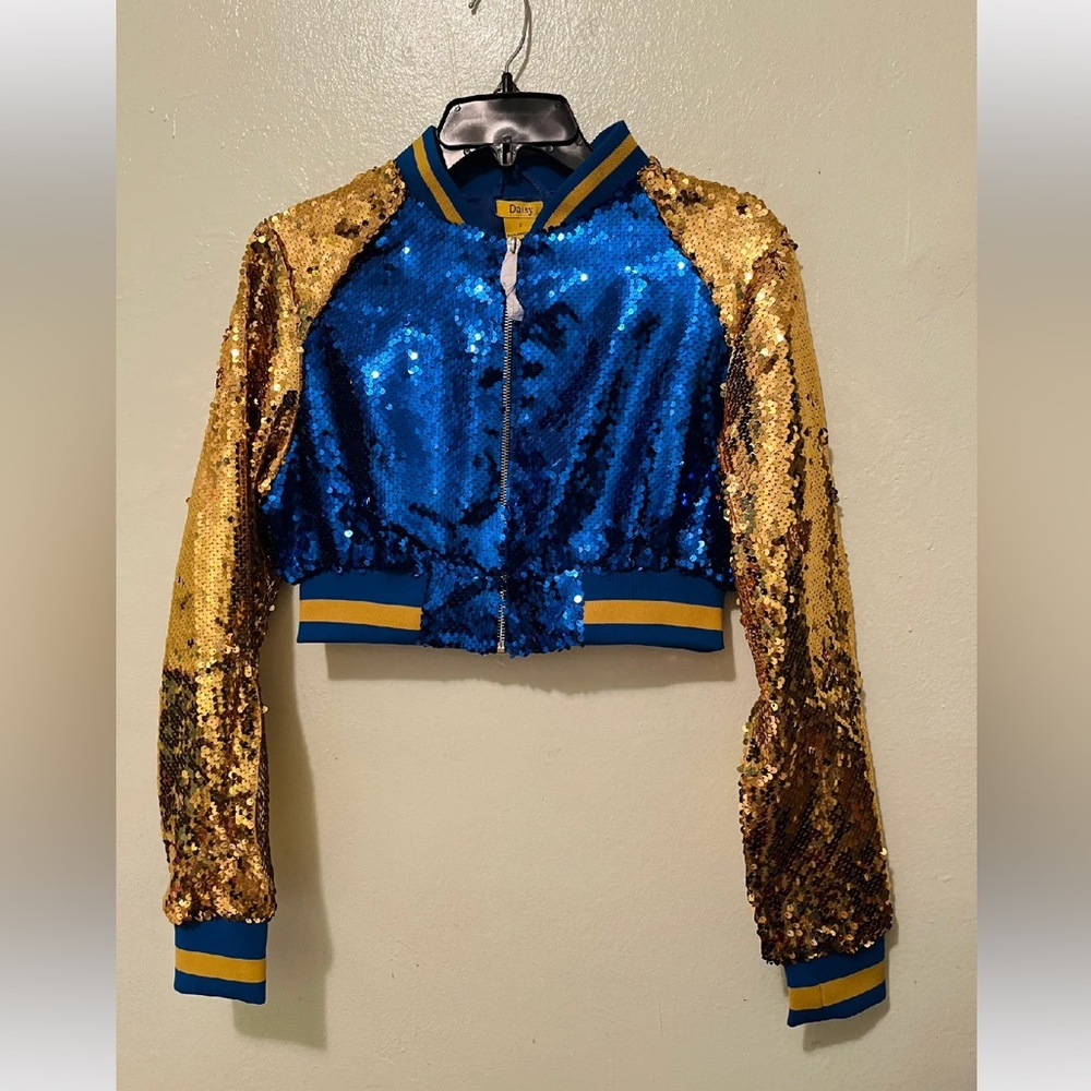 Daisy Sequin Crop Top Jacket Blue